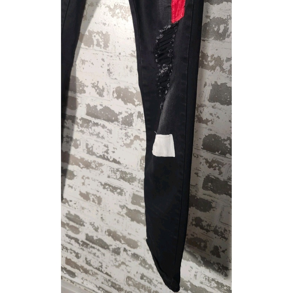 Frost Origs Distressed Patchwork Jeans Mens 32 Black Ripped Streetwear Urban - Picture 7 of 16